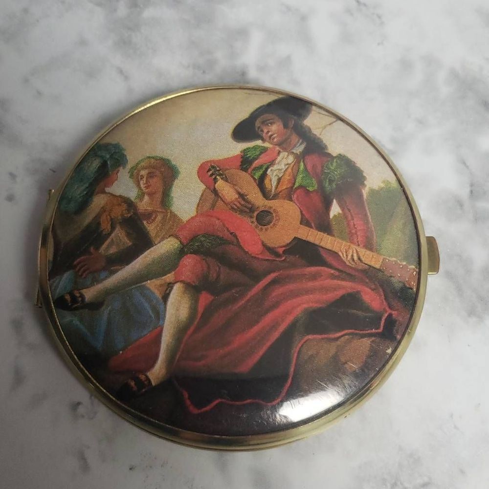 Vintage Renaissance Pocket Mirror Made in Germany circa 1950s‎